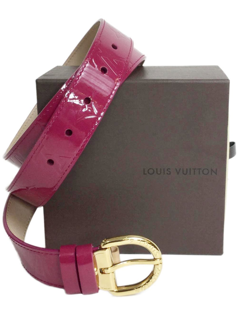 LV Monogram Belt Pop Rose Vernis Gold Buckle