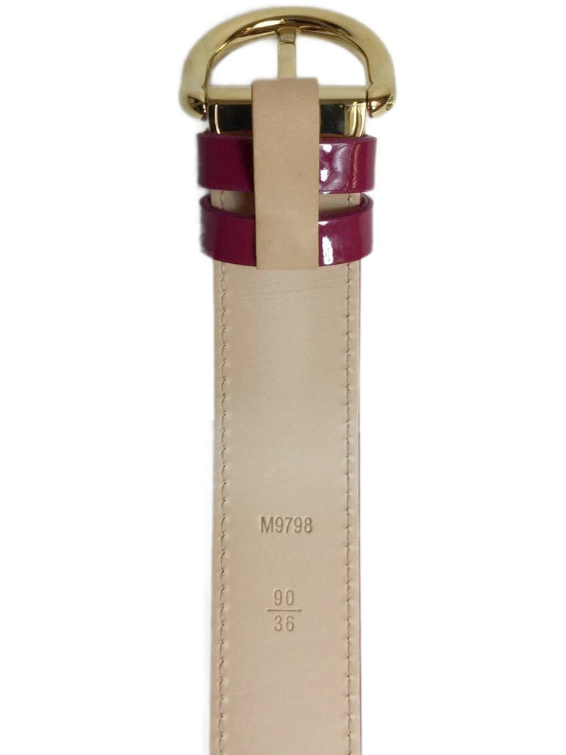LV Monogram Belt Pop Rose Vernis Gold Buckle-designer resale