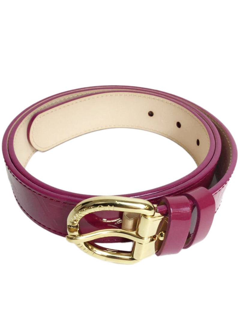 LV Monogram Belt Pop Rose Vernis Gold Buckle-designer resale