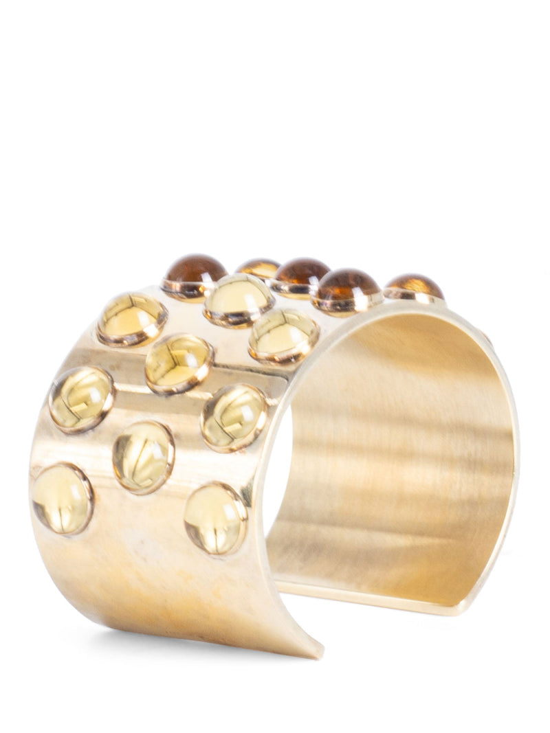 Lalique 18 Karat Gold Plated Sterling Silver Crystal Cuff Bracelet Gold-designer resale
