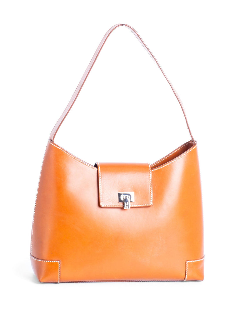 Lambertson Truex Leather Flap Shoulder Bag Cognac Brown-designer resale