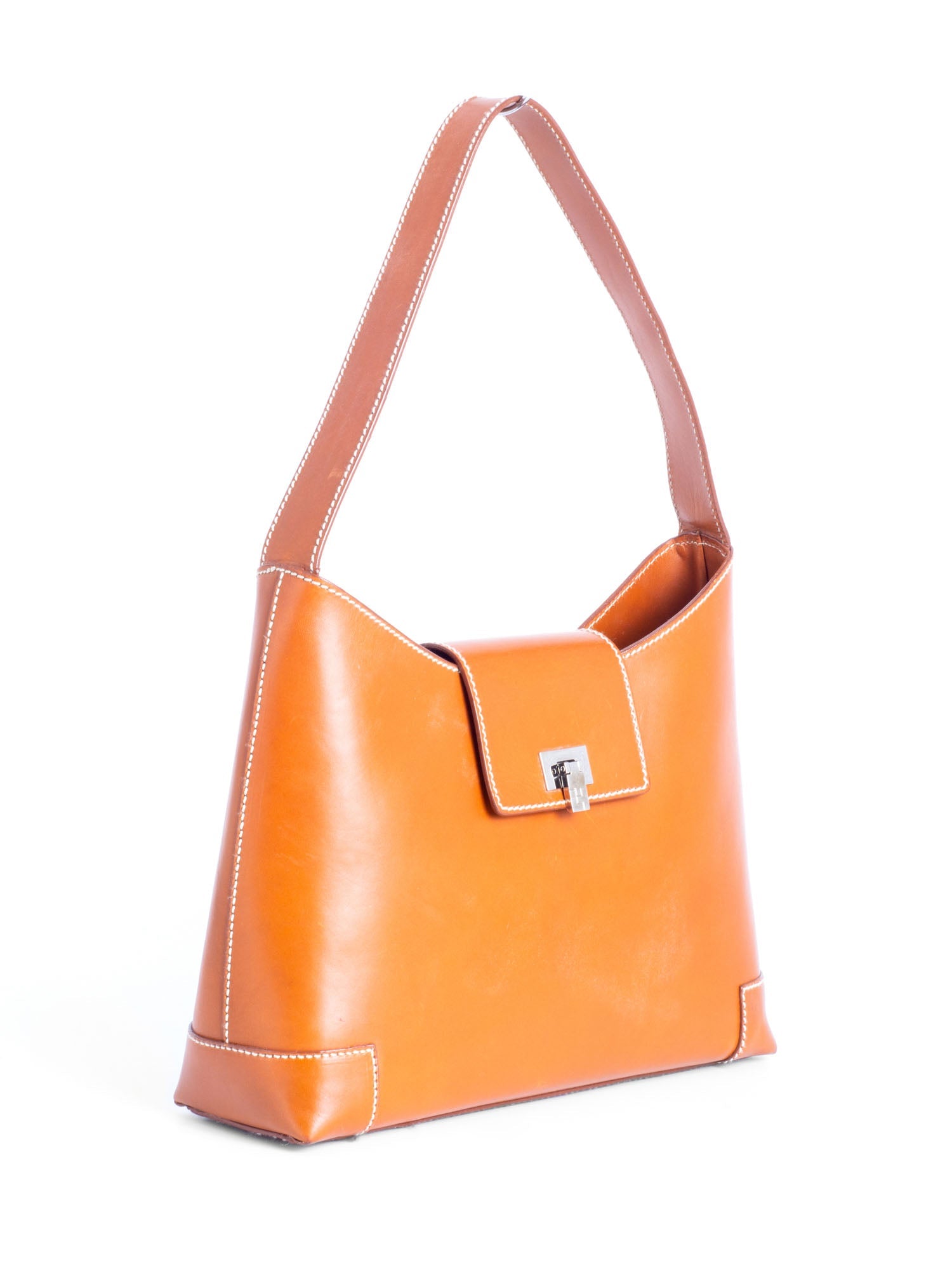 Lambertson Truex Leather Flap Shoulder Bag Cognac Brown