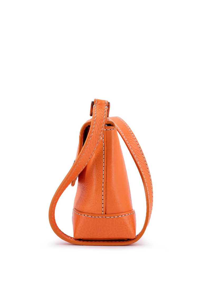 Lambertson Truex Leather Mini Flap Bag Orange-designer resale