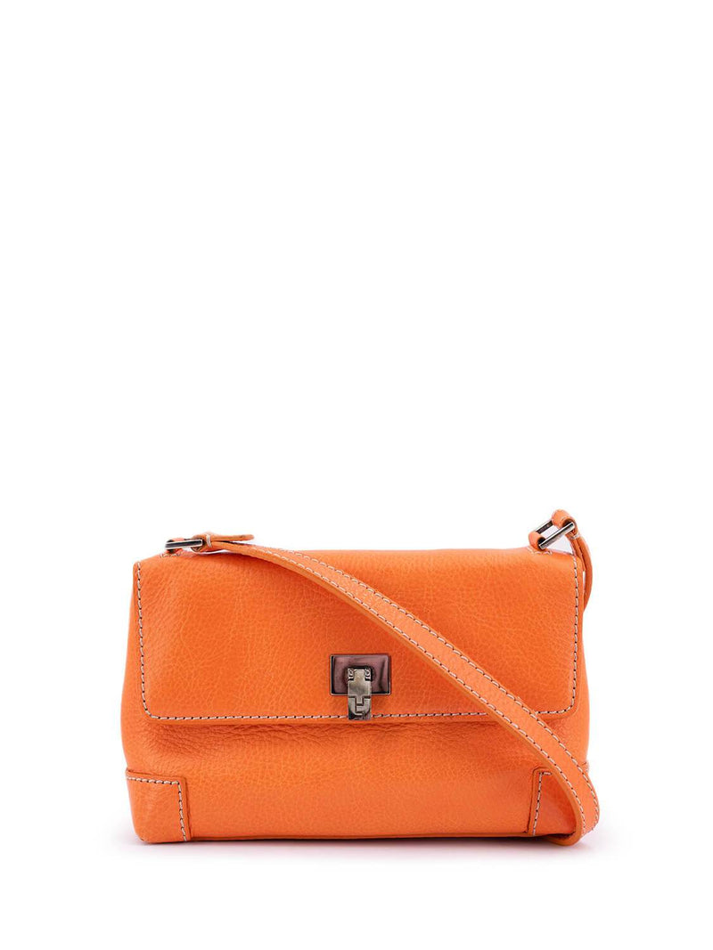 Lambertson Truex Leather Mini Flap Bag Orange-designer resale