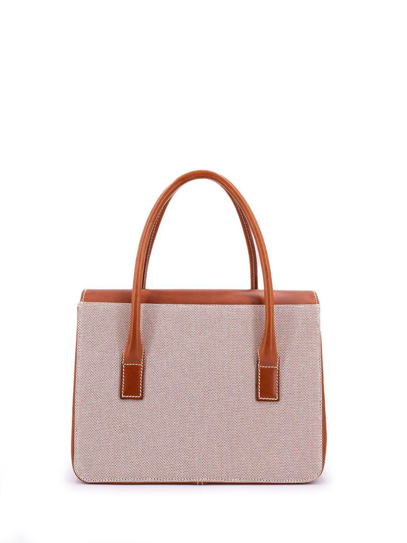 Lambertson Truex Natural Canvas Flap Bag Brown-designer resale