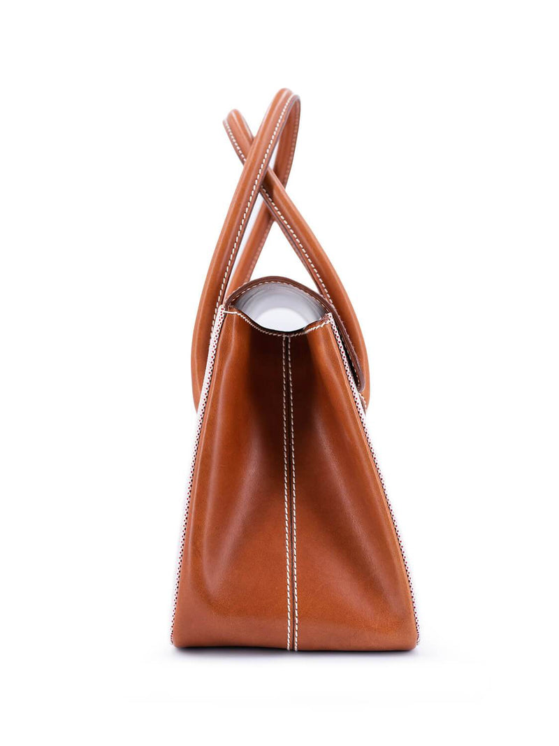 Lambertson Truex Natural Canvas Flap Bag Brown-designer resale