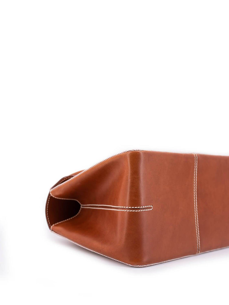 Lambertson Truex Natural Canvas Flap Bag Brown-designer resale