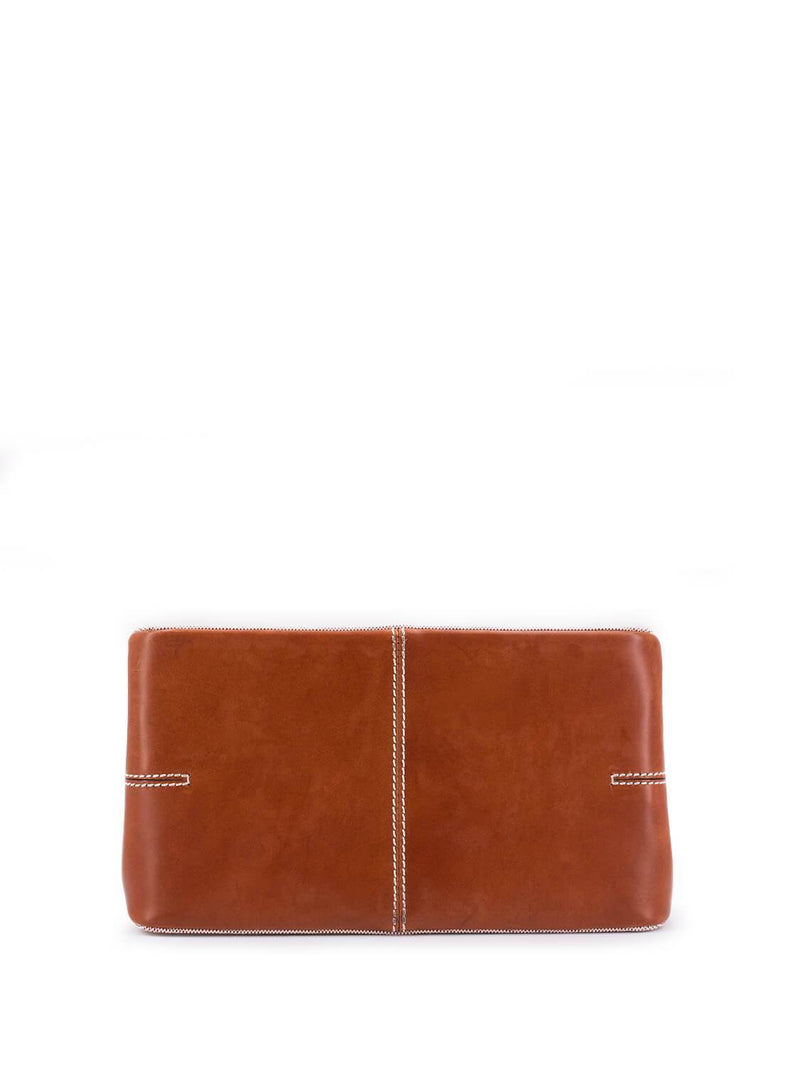 Lambertson Truex Natural Canvas Flap Bag Brown-designer resale