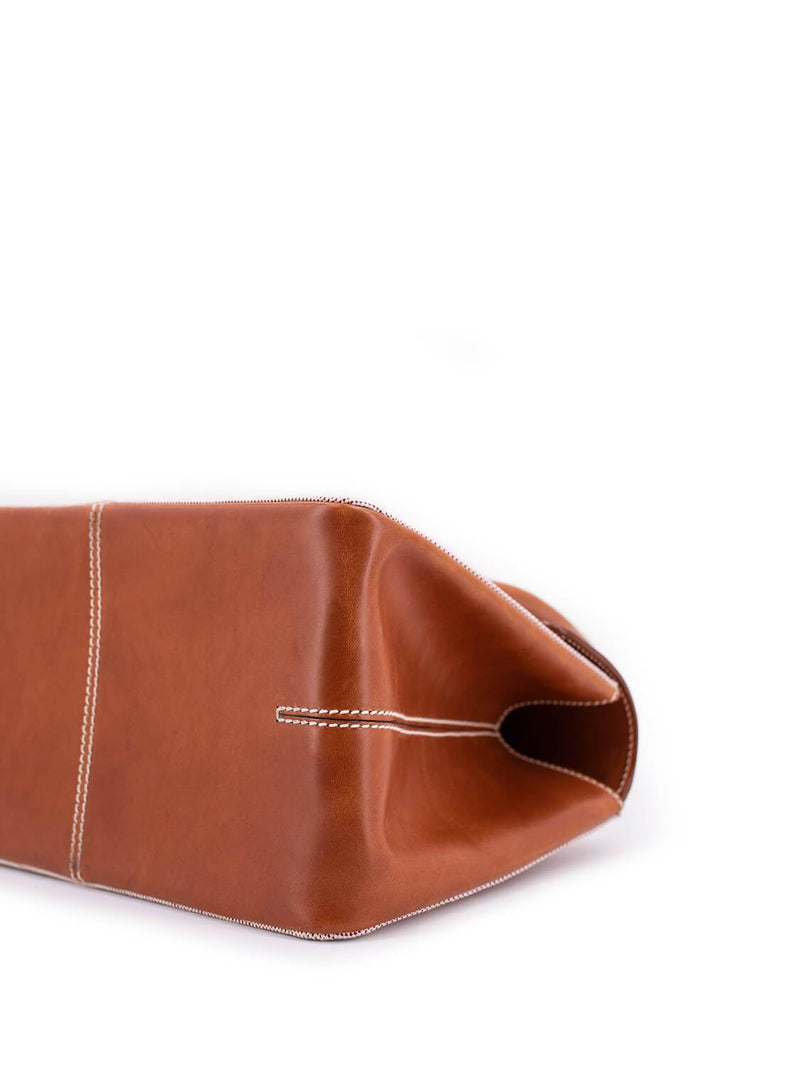 Lambertson Truex Natural Canvas Flap Bag Brown-designer resale