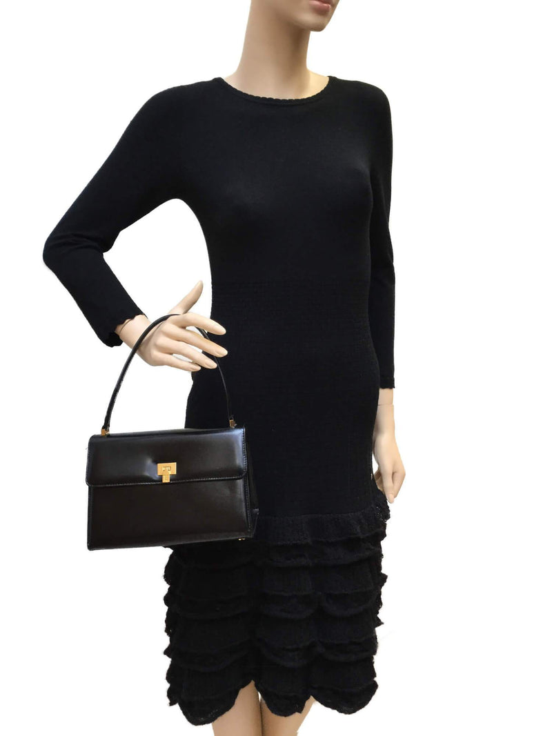Lambertson Truex Small Top Handle Flap Bag Black-designer resale