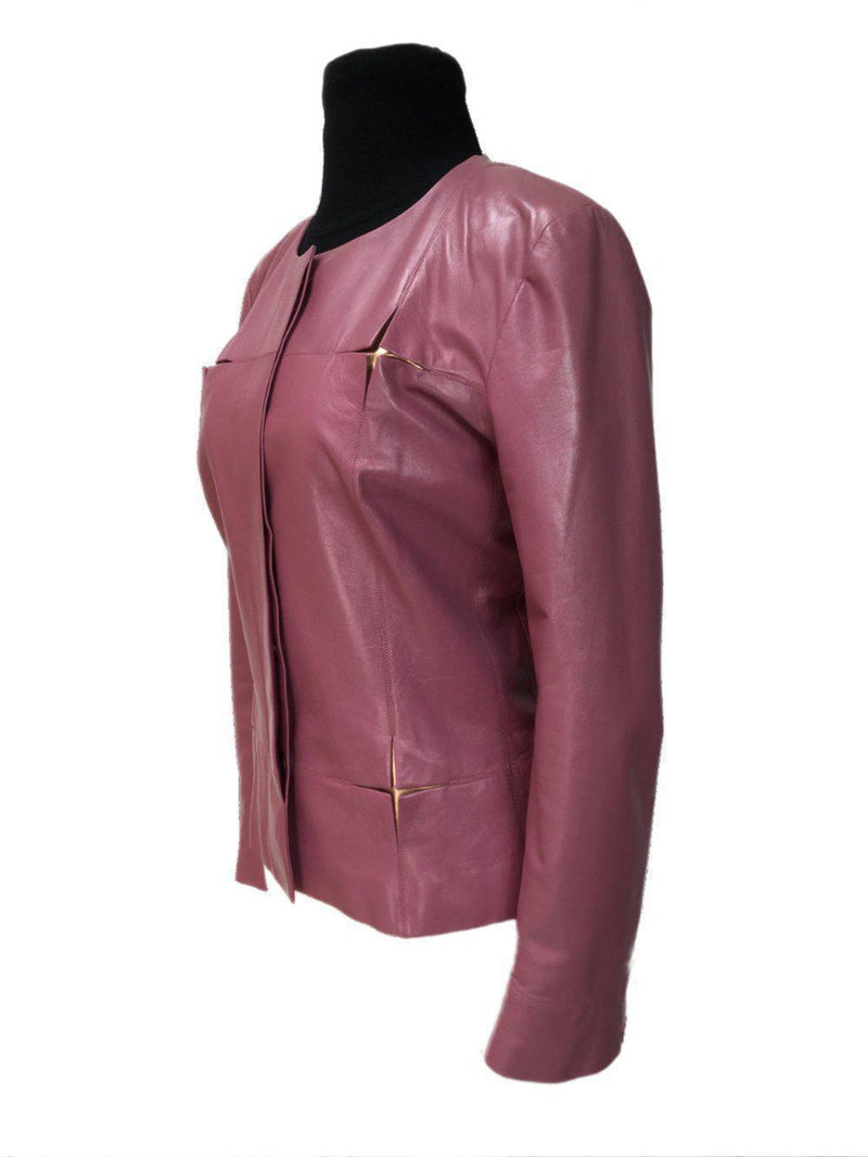 Lambskin Leather Jacket Pink-designer resale