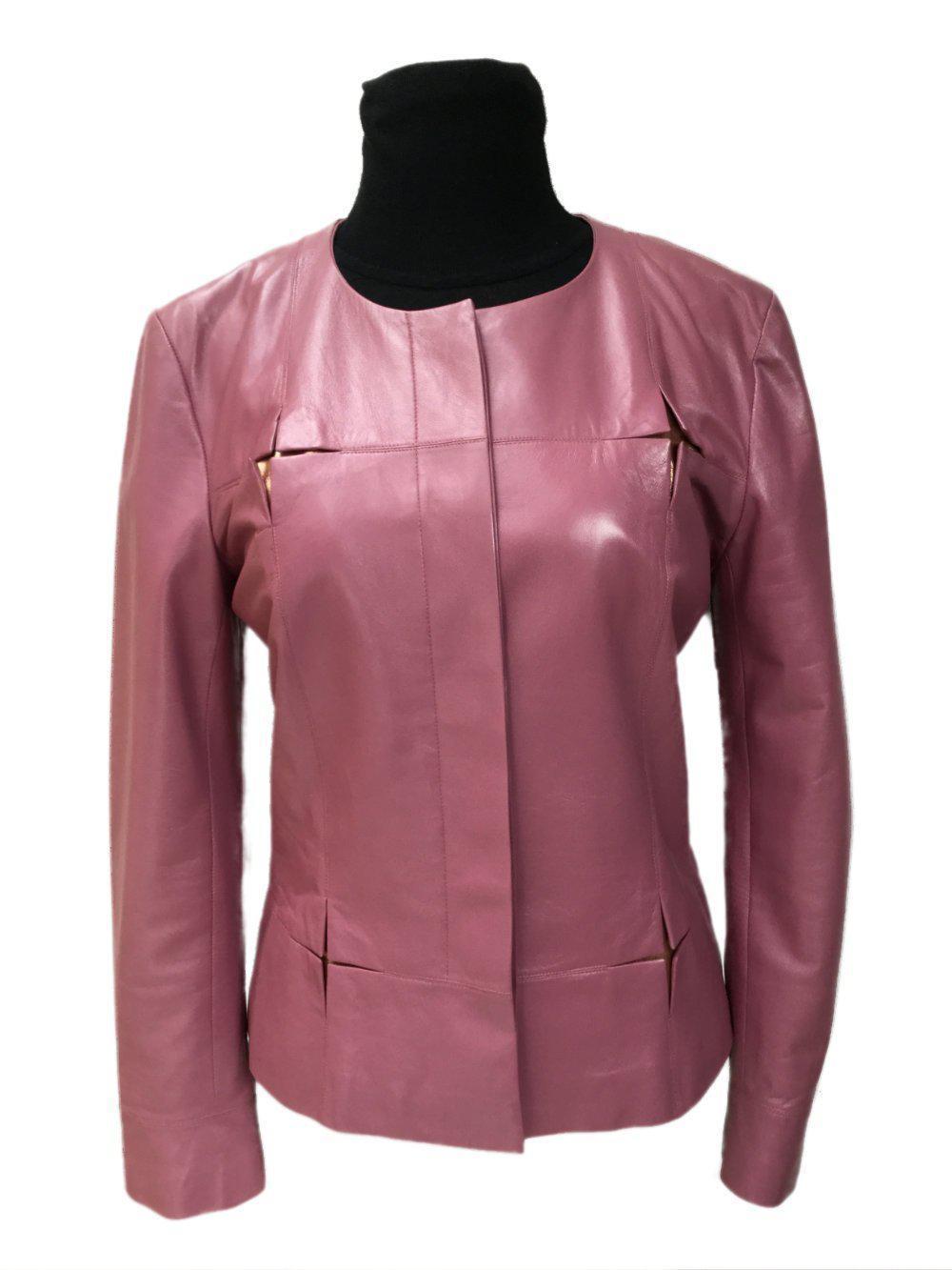 Lambskin Leather Jacket Pink-designer resale