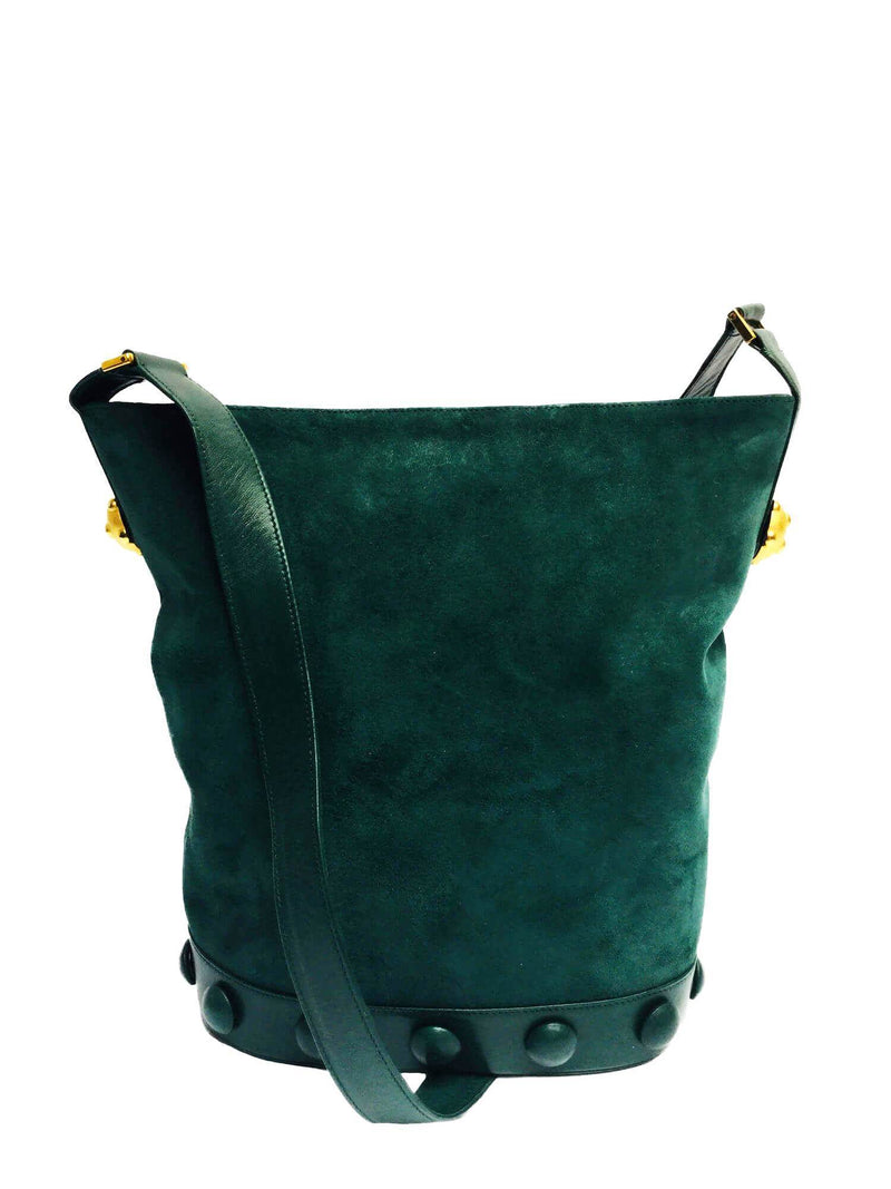 Lanvin Leather Bucket Bag Green-designer resale