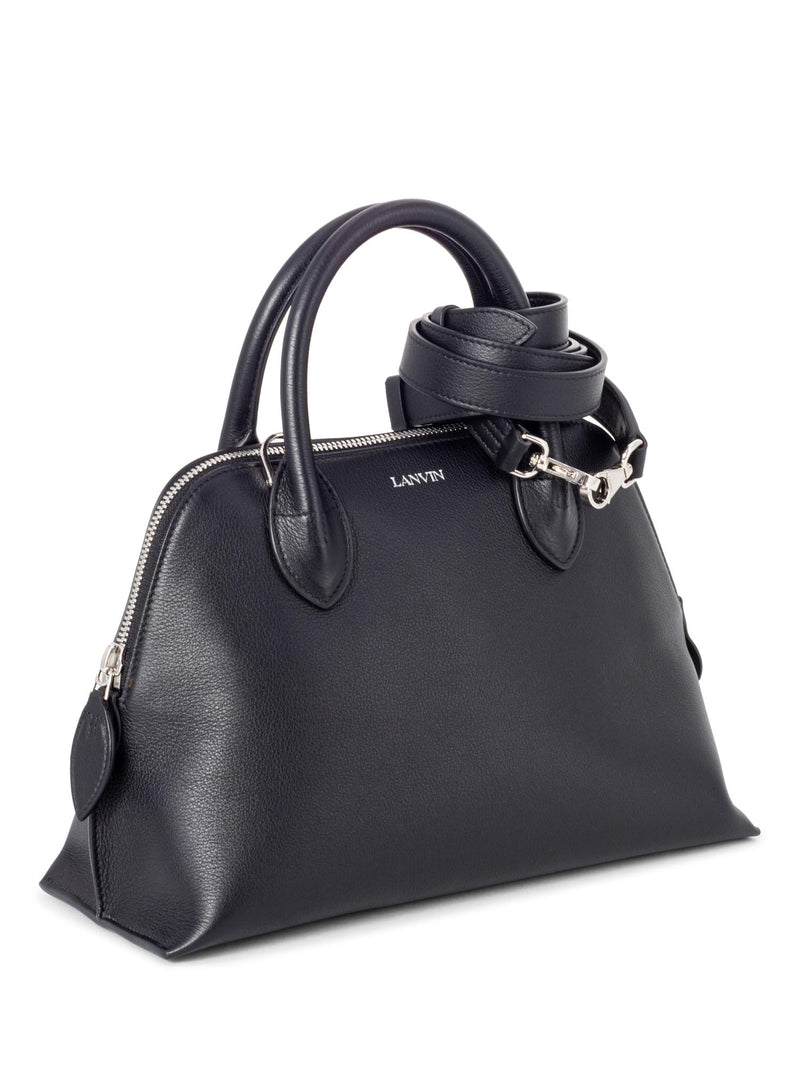 Lanvin Leather Small Bugatti Top Handle Bag Black-designer resale