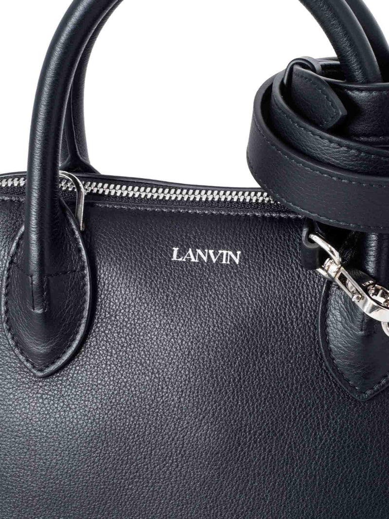 Lanvin Leather Small Bugatti Top Handle Bag Black-designer resale