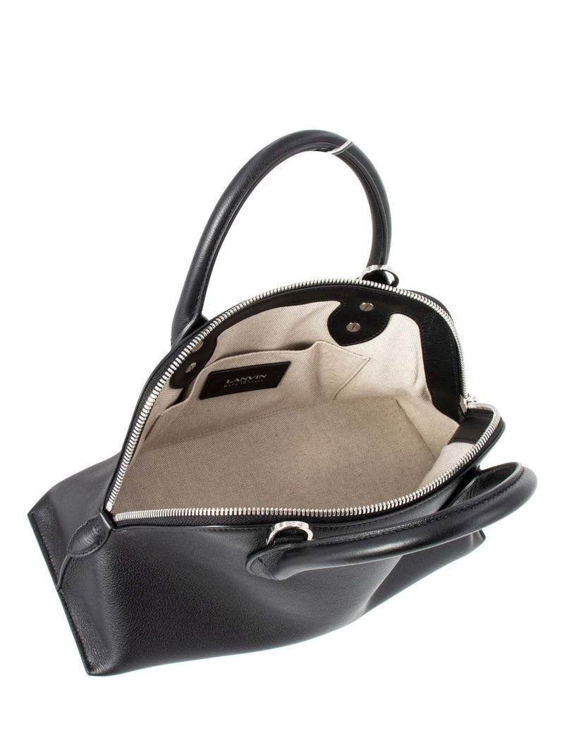 Lanvin Leather Small Bugatti Top Handle Bag Black-designer resale