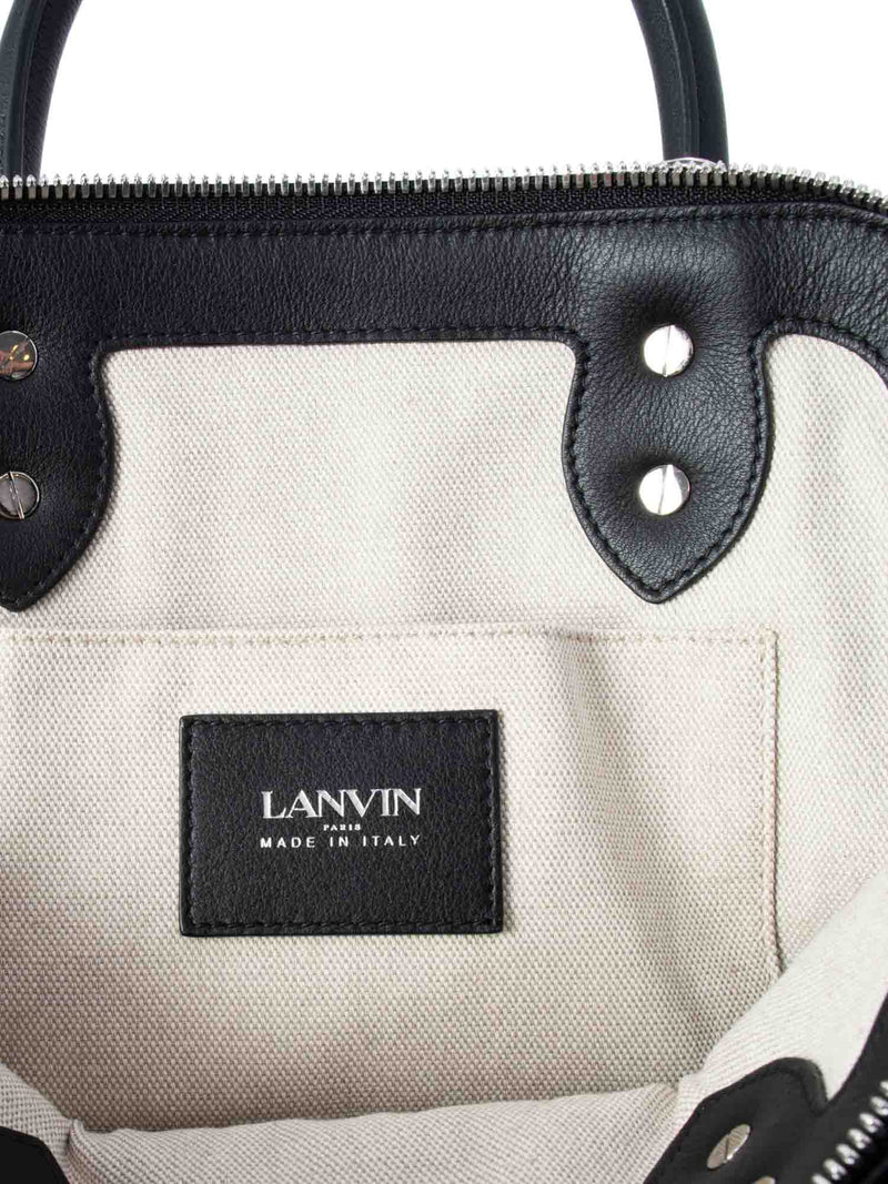 Lanvin Leather Small Bugatti Top Handle Bag Black-designer resale