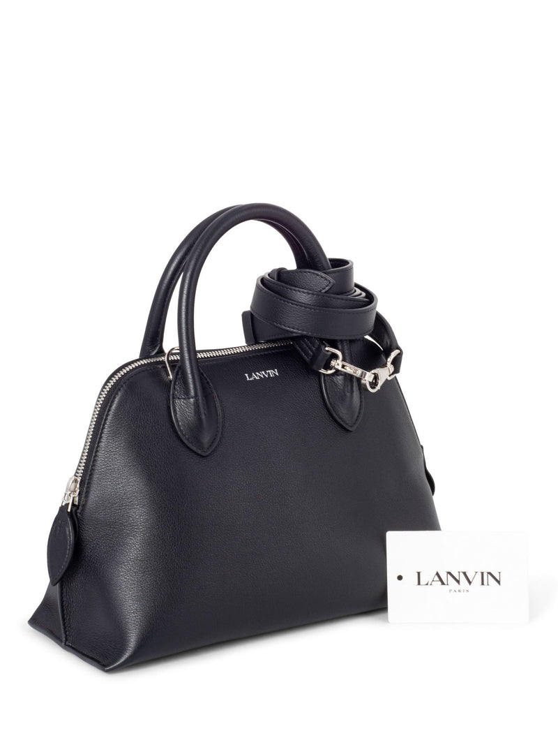 Lanvin Leather Small Bugatti Top Handle Bag Black-designer resale