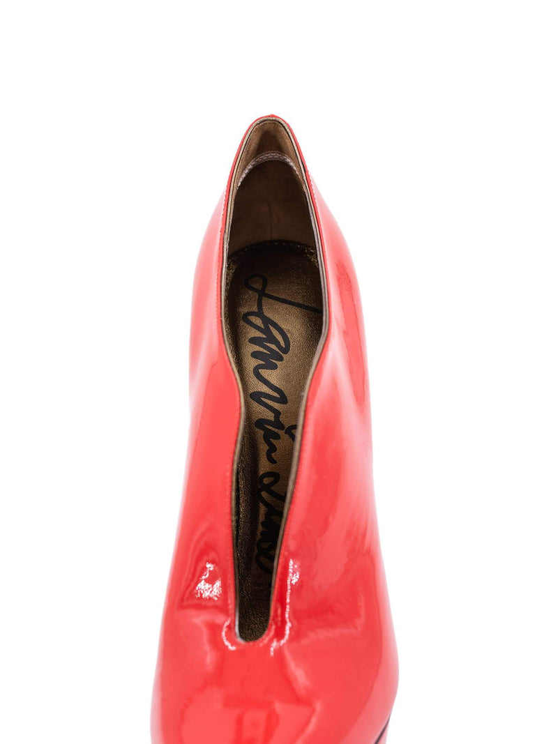Lanvin Patent Leather Platform Ankle Boot Heels Red-designer resale