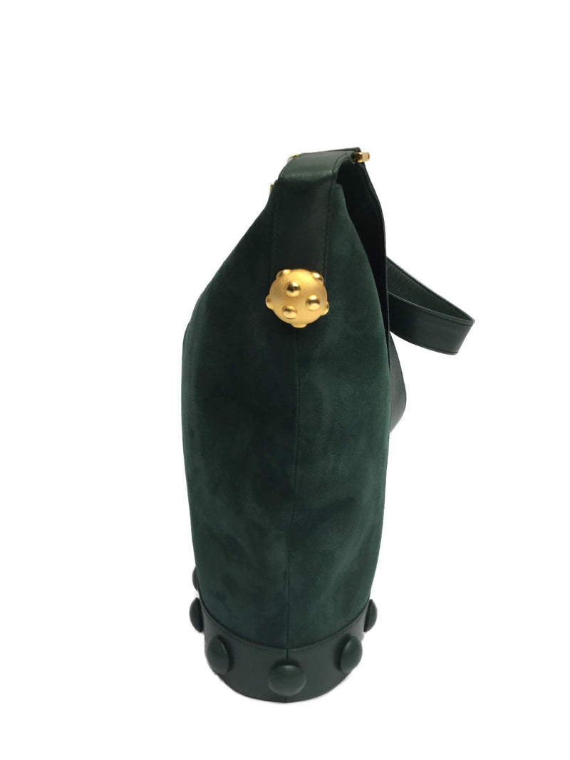 Lanvin Suede Leather Bucket Bag Green-designer resale