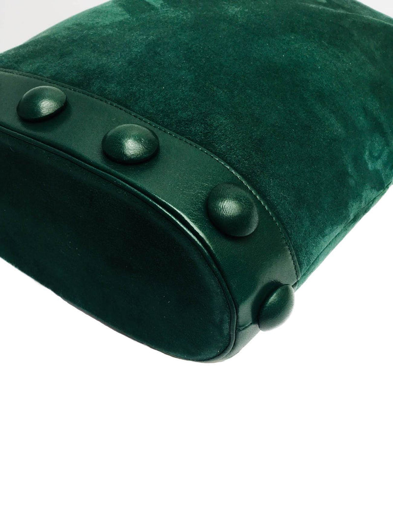 Lanvin Suede Leather Bucket Bag Green-designer resale