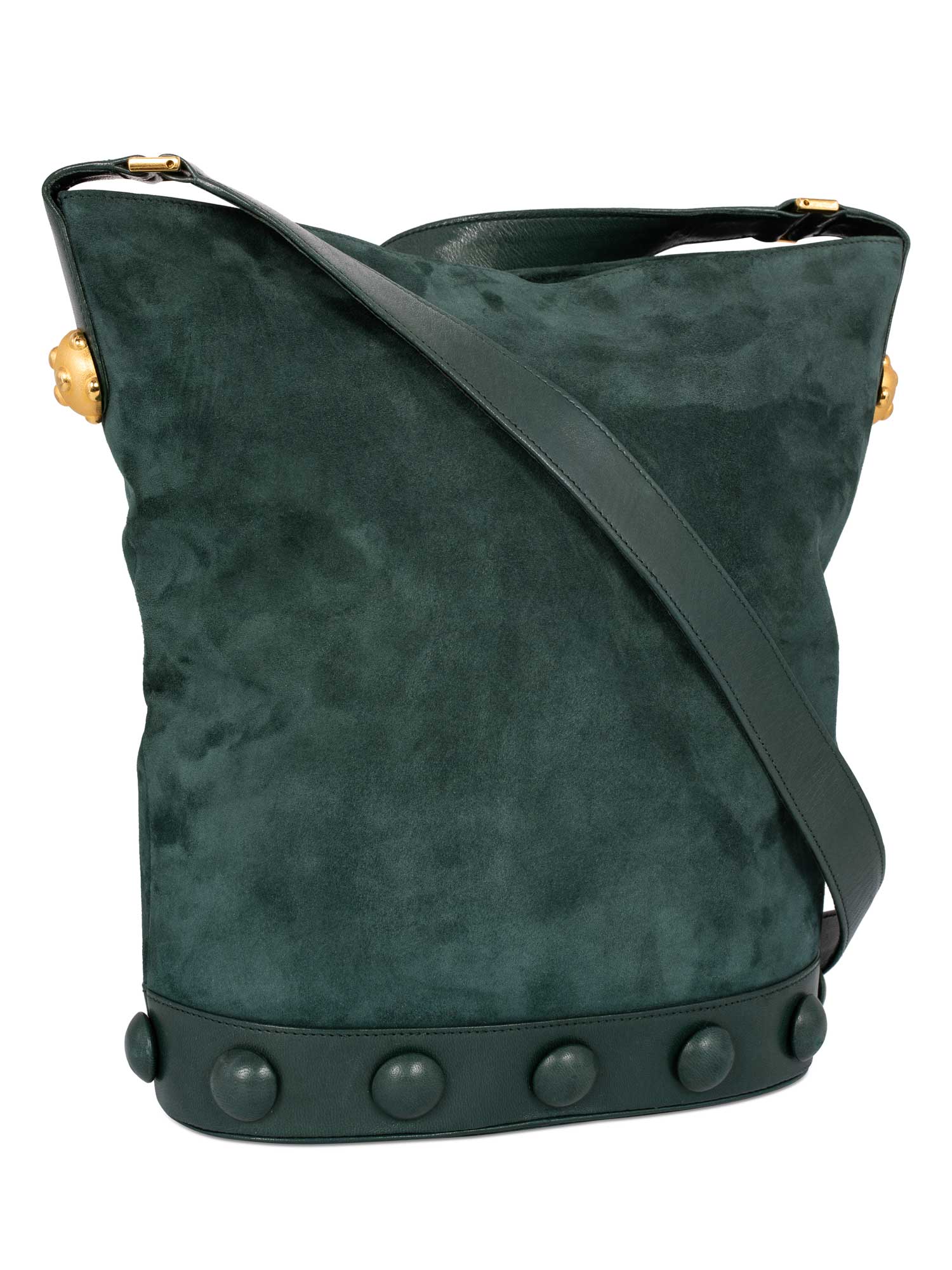 Lanvin Suede Leather Bucket Bag Green-designer resale