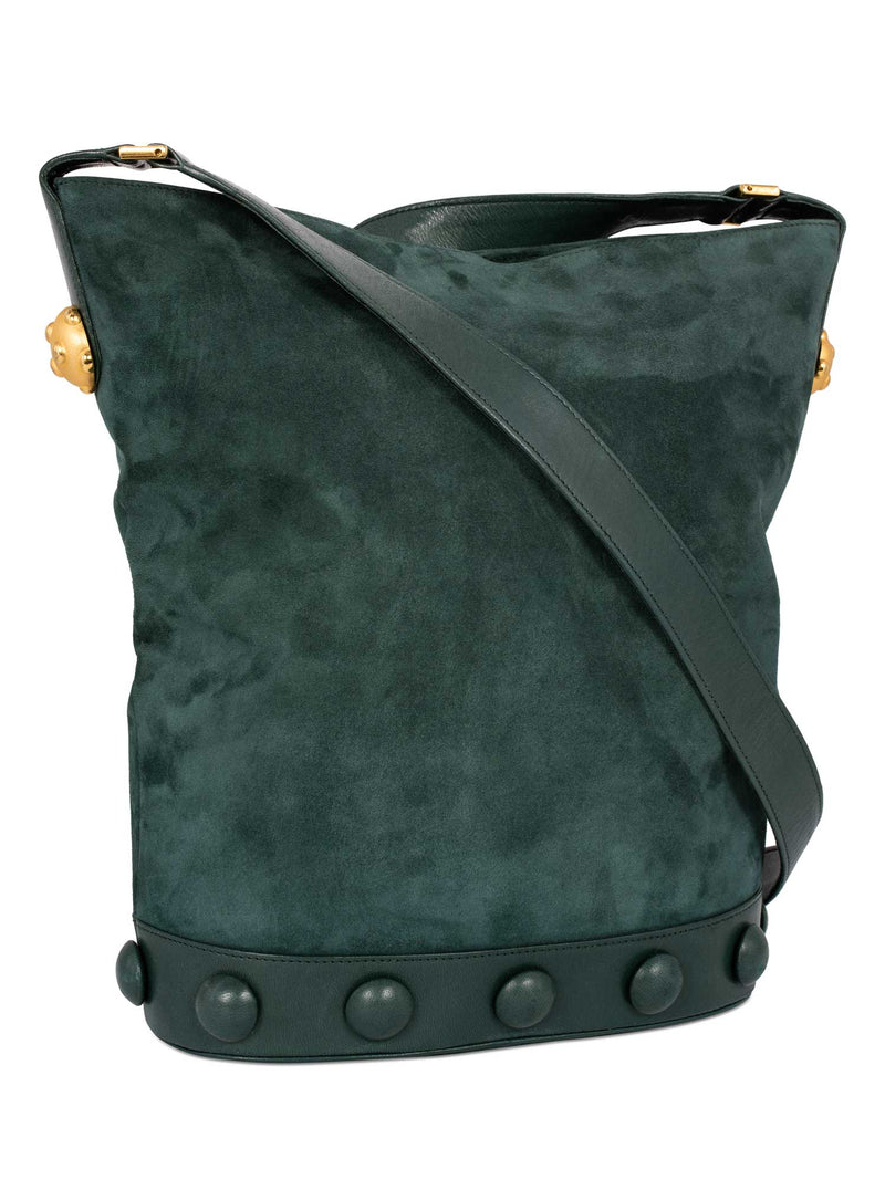 Lanvin Suede Leather Bucket Bag Green-designer resale