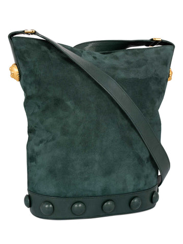 Lanvin Suede Leather Bucket Bag Green-designer resale