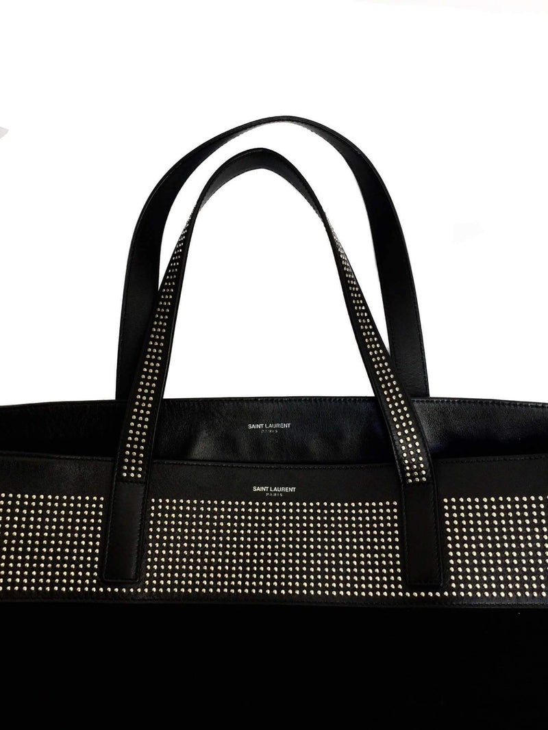Large Black Suede Leather Studded Tote Bag-designer resale