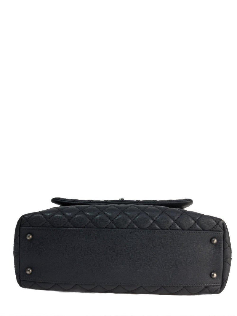 Chanel Quilted Lambskin Leather Small Tote Black with Ruthenium