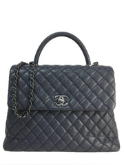 Chanel A92990 Dark Blue Caviar 23261629 Mini Coco Handle Grainded Calfskin  Flap Bag