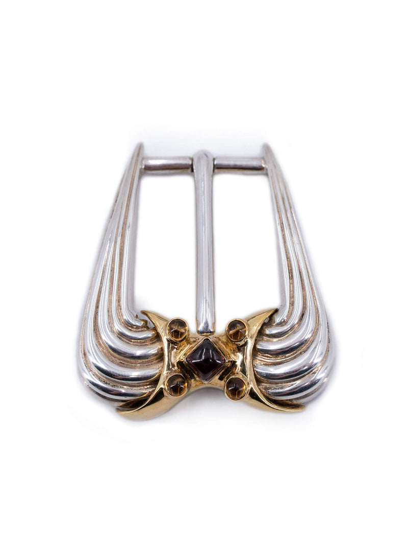 Leslie Gwenn 14K Gold Sterling Silver Alligator Belt Brown-designer resale
