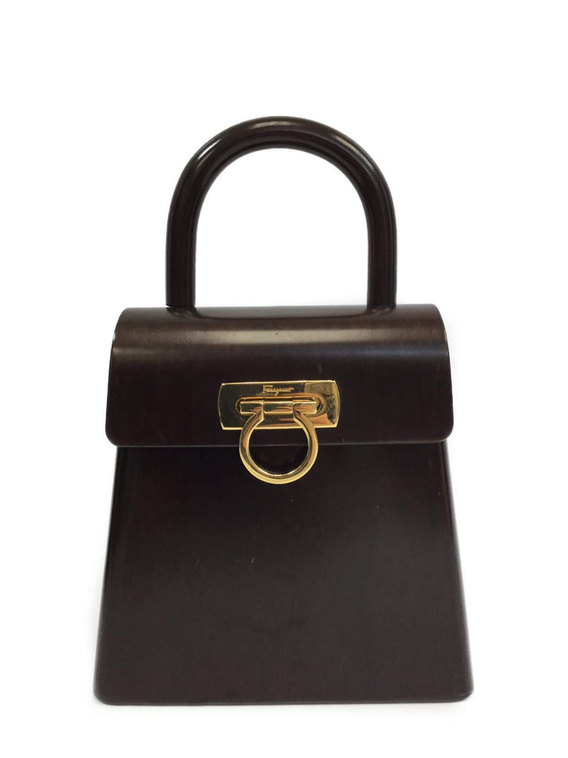 Limited Edition Wood Box Bag Brown-designer resale