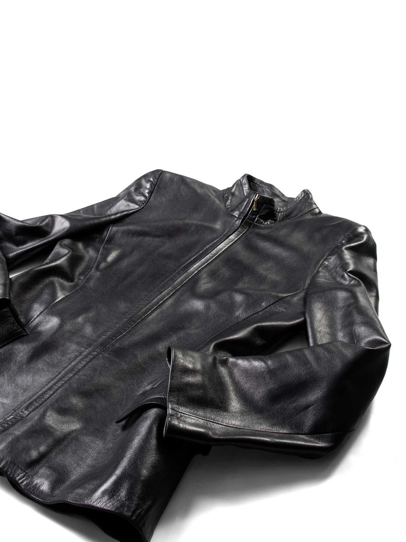 Loewe Leather Fitted Jacket Black-designer resale