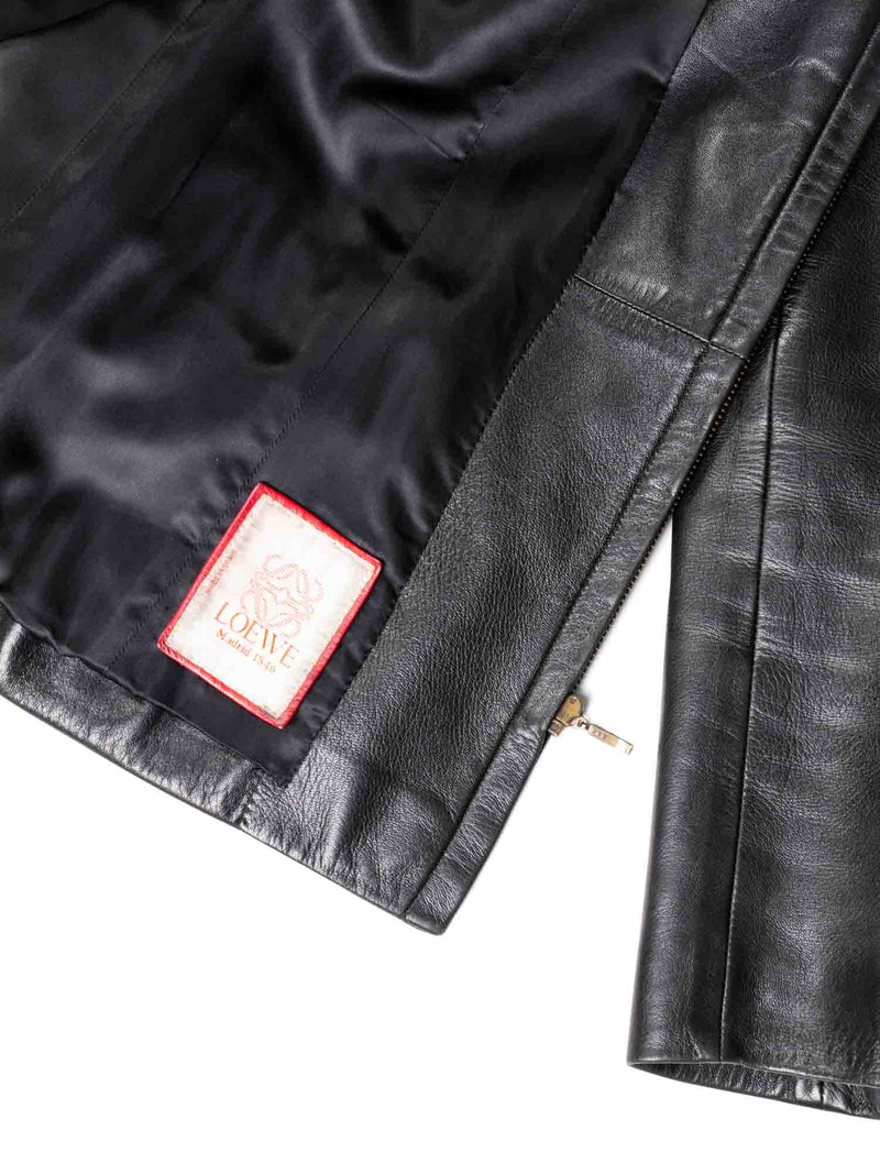 Loewe Leather Fitted Jacket Black-designer resale
