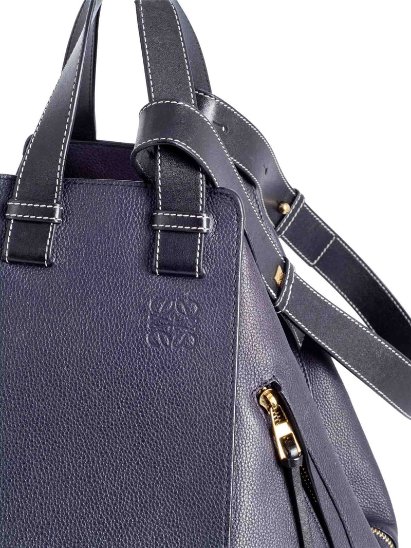 Loewe Leather Hammock Bag Navy Blue