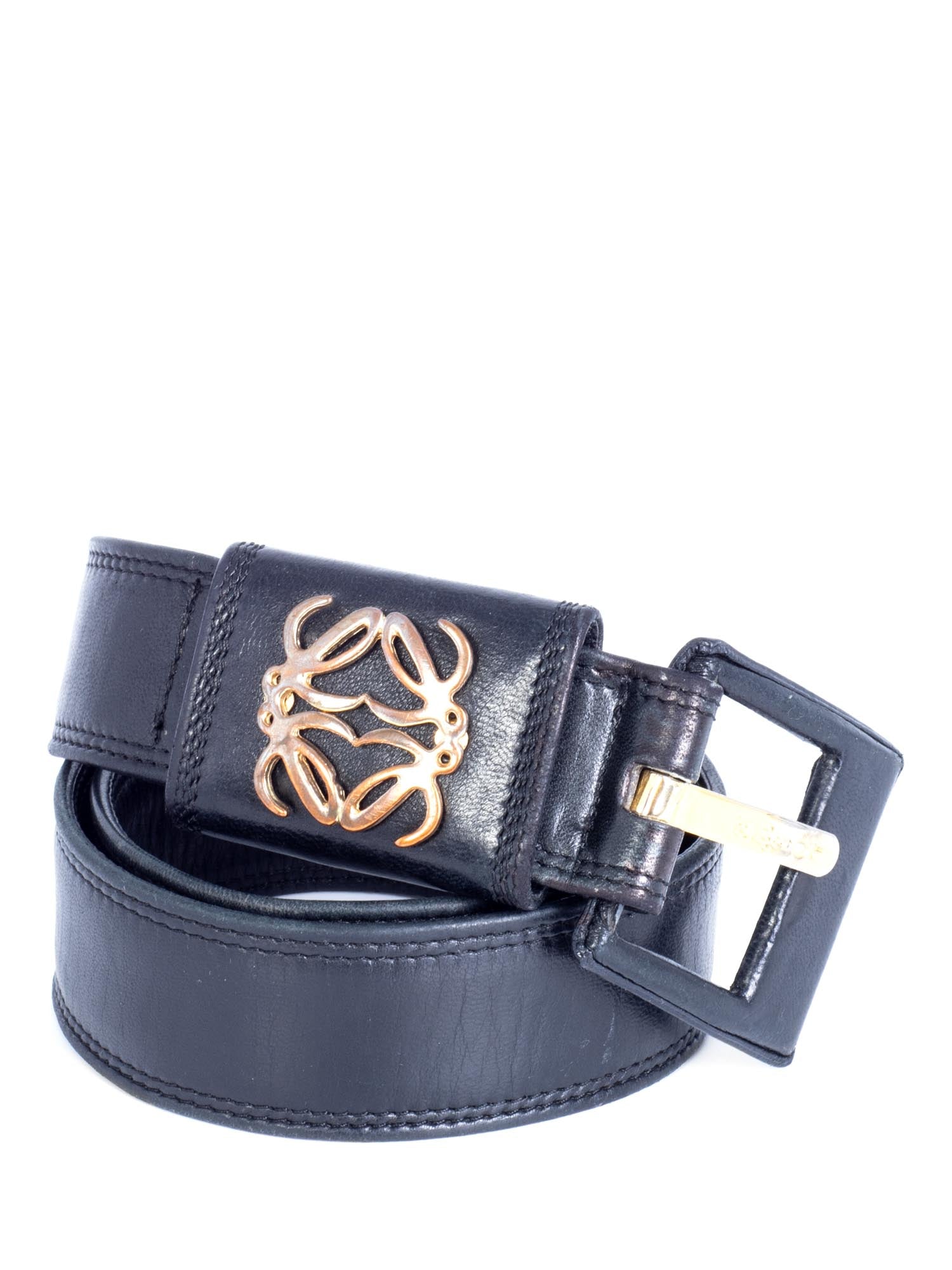 Loewe Leather Logo Belt Black-designer resale