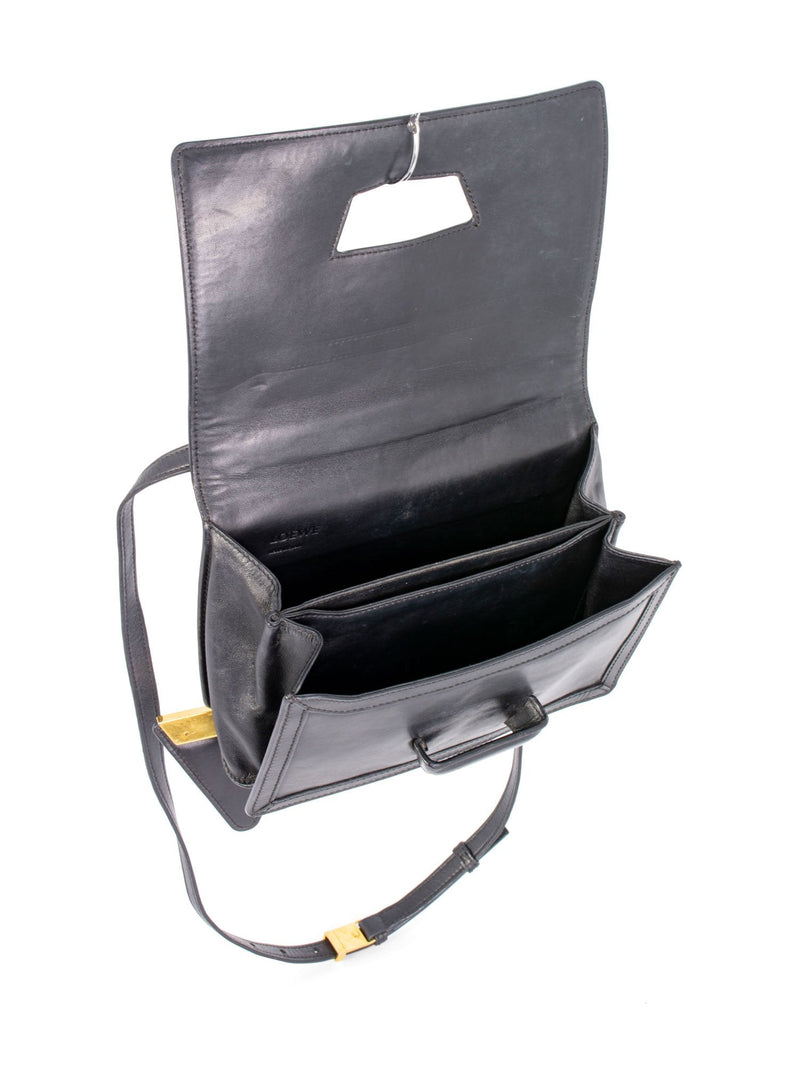 Loewe Leather Medium Barcelona Messenger Bag Black-designer resale