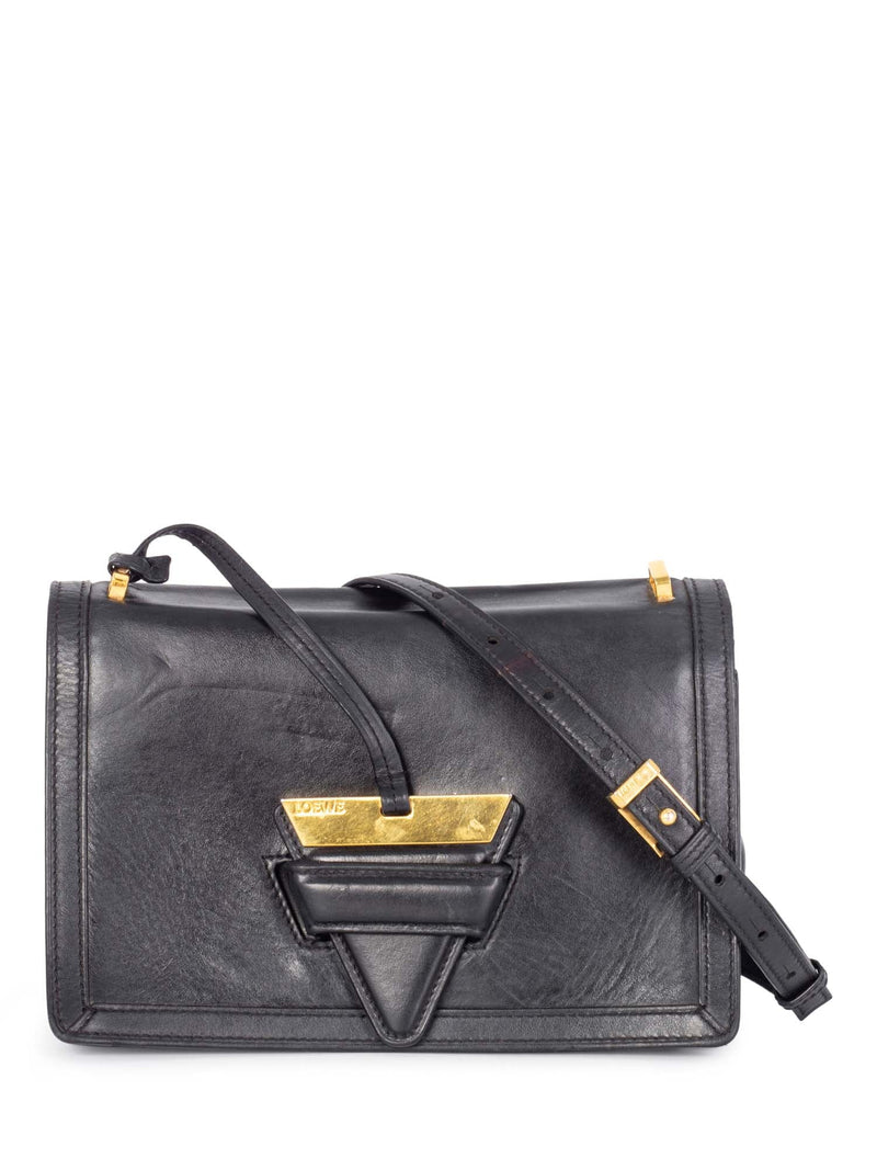 Loewe Leather Medium Barcelona Messenger Bag Black-designer resale