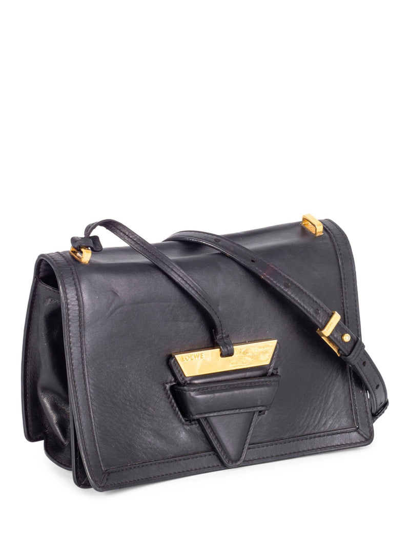 Loewe Leather Medium Barcelona Messenger Bag Black-designer resale