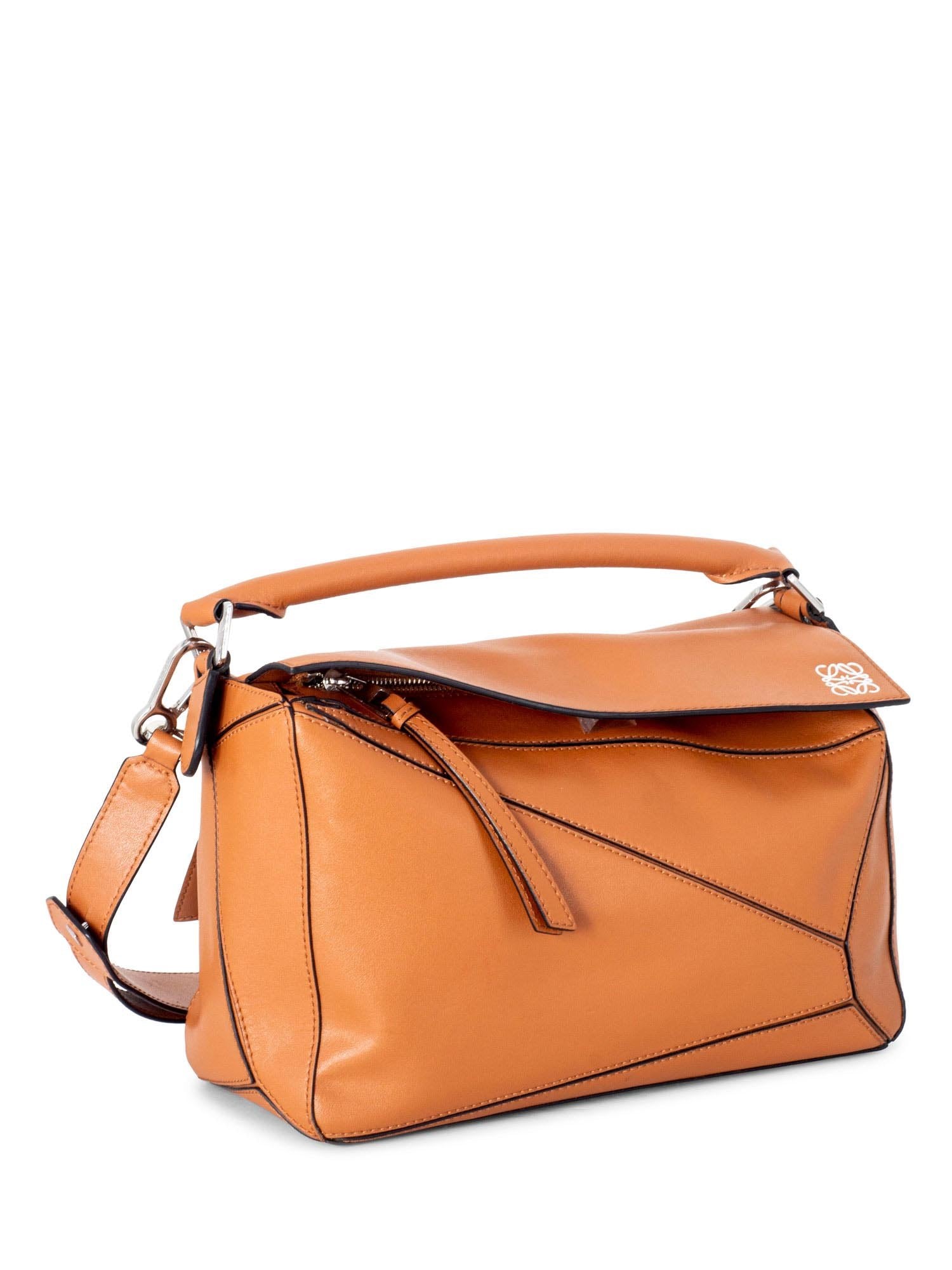 Loewe Leather Puzzle Top Handle Bag Brown-designer resale
