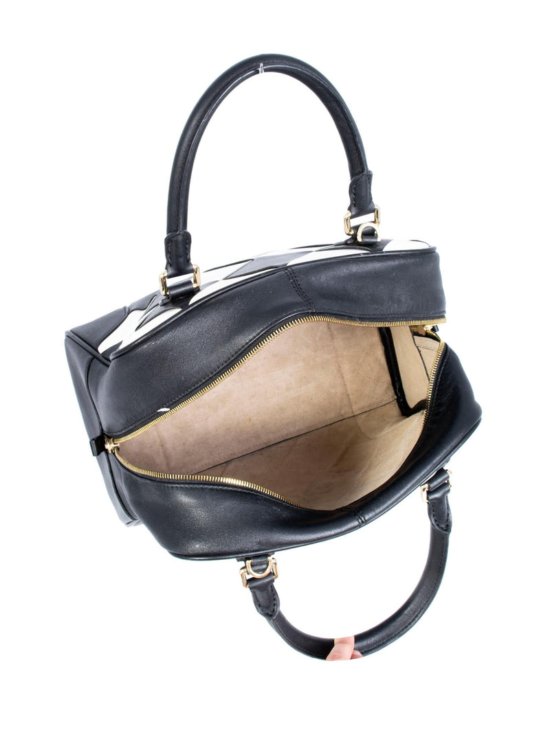 Loewe Woven Leather Checkered Top Handle Bag Black White-designer resale