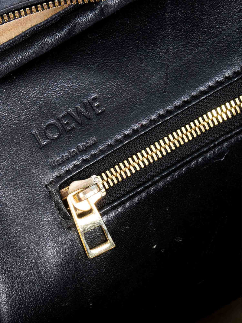 Loewe Woven Leather Checkered Top Handle Bag Black White-designer resale