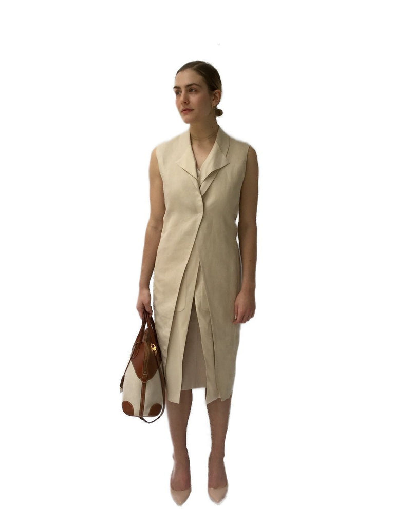Long Linen Vest with Silk Lining-designer resale