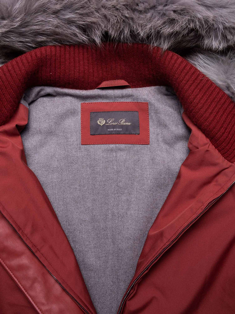 Loro Piana Cashmere Fox-Fur Hooded Parka Terracotta Red-designer resale