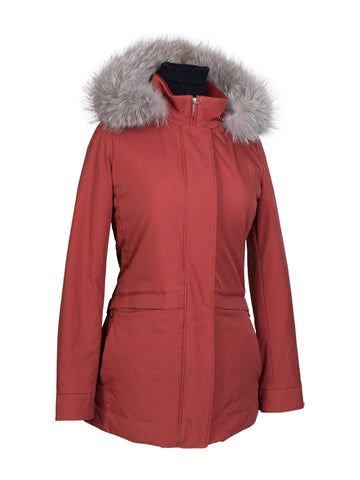 Loro Piana Cashmere Fox-Fur Hooded Parka Terracotta Red-designer resale