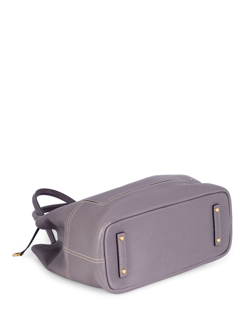 Loro Piana Leather Bellevue Large Shopper Bag Grey-designer resale