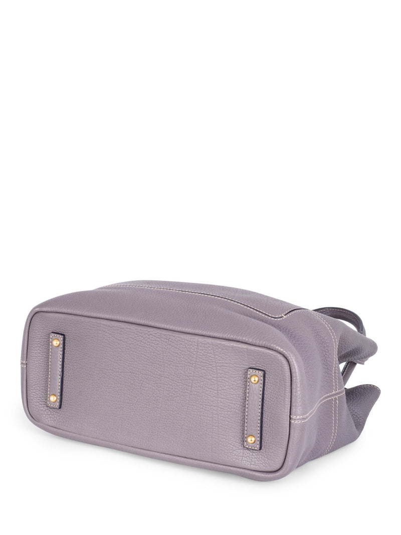 Loro Piana Leather Bellevue Large Shopper Bag Grey-designer resale