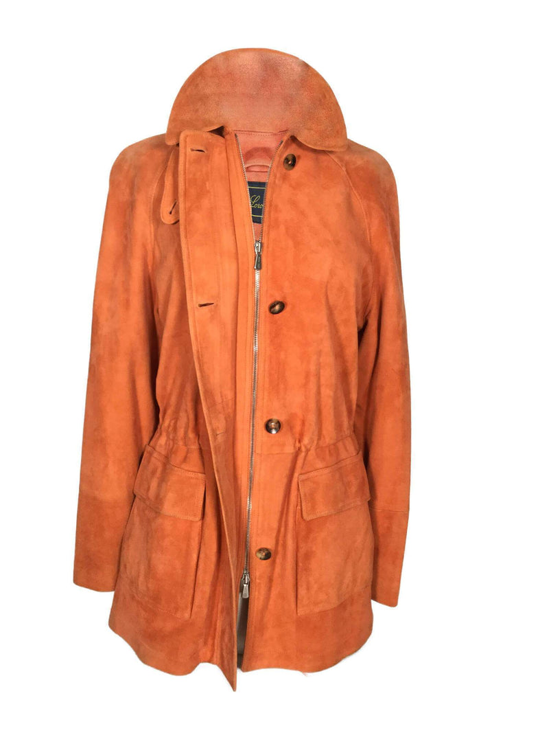 Loro Piana Leather Long Jacket Orange-designer resale