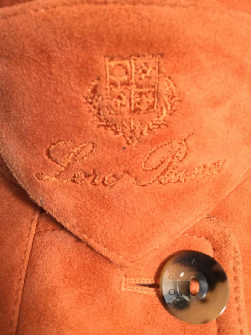 Loro Piana Leather Long Jacket Orange-designer resale